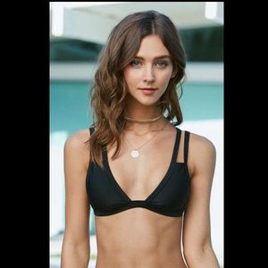 PacSun LA Hearts Strappy Black Bikini Top